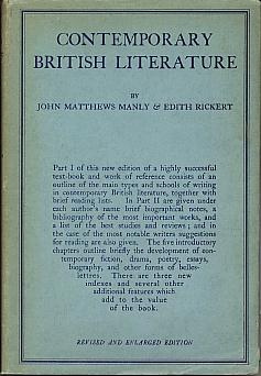 Contemporary British literature: outlines for study, indexes, bibliographies. Revised and enlarged edition Contemporary British literature: outlines for study, indexes, bibliographies. Revised and enlarged edition