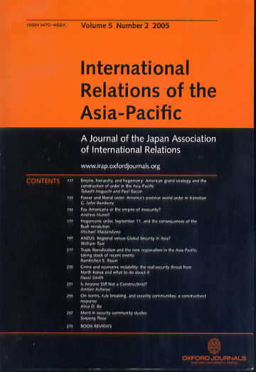 International relations of the Asia-Pacific: a journal of the Japan Association of International Relations. Vol. 5, no. 2 (2005) International relations of the Asia-Pacific: a journal of the Japan Association of International Relations. Vol. 5, no. 2 (2005)